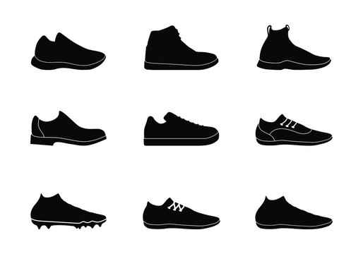 Set of Shoe icon on white background, Sneaker icon or logo isolated sign symbol vector illustration, Shoe icon collection, trendy and modern shoe symbol for icons, template, website, app, UI