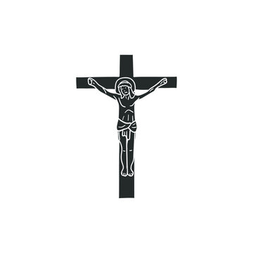 crucifixion silhouette on white background clip art preview