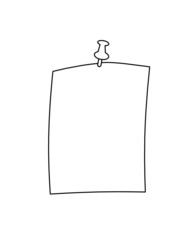 Abstract paper with paper clip as line drawing on white background. Vector