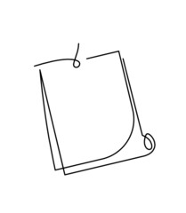 Abstract paper with paper clip as line drawing on white background. Vector