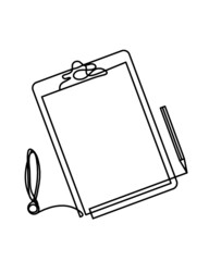 Abstract paper with pen as line drawing on white background. Vector