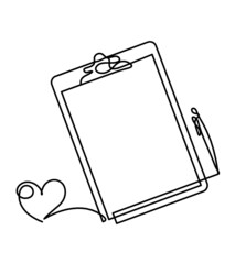 Abstract paper with pen as line drawing on white background. Vector