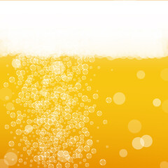 Oktoberfest background. Beer foam. Craft lager splash. Gold menu