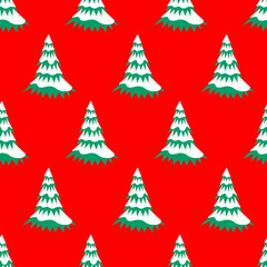 Christmas tree seamless background. Winter holiday background. Vector illustration of Christmas trees. Traditional merry design for the holidays.