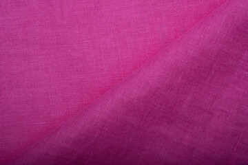 Fototapeta na wymiar Natural linen fabric texture, pink fabric