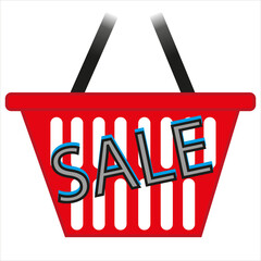A red basket with the inscription sale. Vector illustration.
