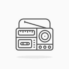 Radio Tape icon. Editable Stroke and pixel perfect. Outline style. Vector illustration.