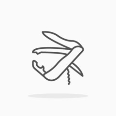 Pocket Knife icon. Editable Stroke and pixel perfect. Outline style. Vector illustration.