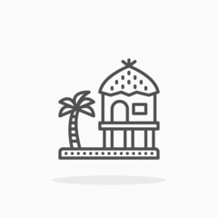Fototapeta premium Hut icon. Editable Stroke and pixel perfect. Outline style. Vector illustration.