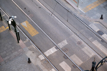 tram track background, top view