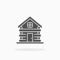 Cabin icon. Editable Stroke and pixel perfect. Glyph or Solid style. Vector illustration.