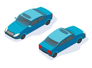 Modern isometric car icon design. Urban transport for passenger or service. Car with shadow. Transportation technology for infographics or web and game design