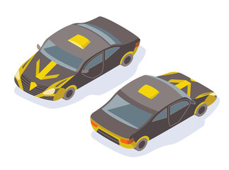 Modern isometric car icon design. Urban transport for passenger or service. Car with shadow. Transportation technology for infographics or web and game design