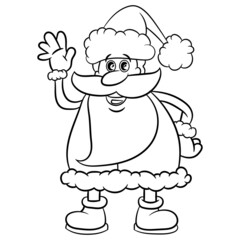 Santa Claus line art vector. Black white christmas vector. Sketch Santa Claus. Santa Christmas
