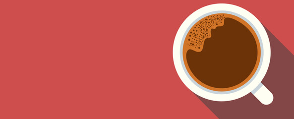 coffee cup,vector design.Black coffee on pink background.