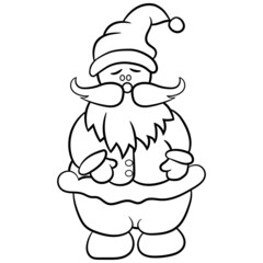Santa Claus line art vector. Black white christmas vector. Sketch Santa Claus. Santa Christmas