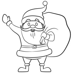 Santa Claus line art vector. Black white christmas vector. Sketch Santa Claus. Santa Christmas