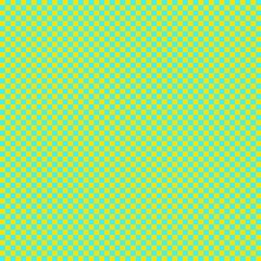 Checkerboard with very small squares. Cyan and Yellow colors of checkerboard. Chessboard, checkerboard texture. Squares pattern. Background.