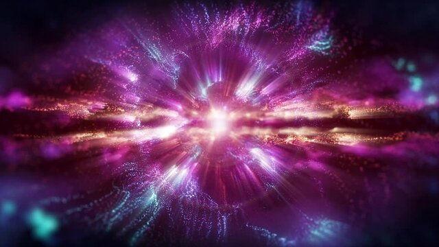 4K Abstract background animation shining  particles, stardust, energy waves flares flowing in space loop