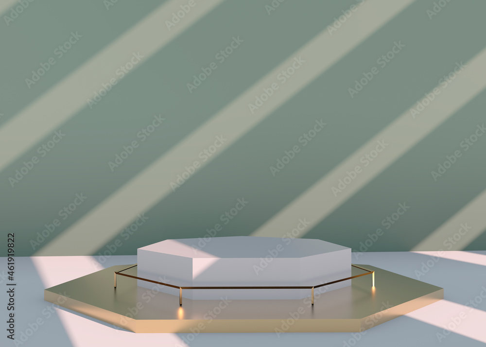 Poster abstract empty podium with shadow. mock up stand for product presentation. 3d render. minimal concep