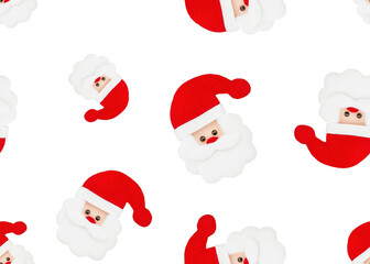 Christmas decoration Santa Claus on white seamless pattern