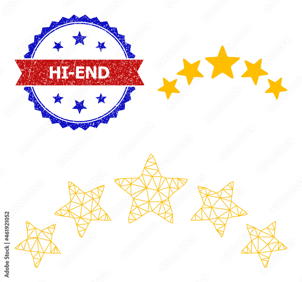 Aufkleber network star rating model icon, and bicolor unclean hi-end stamp. polygonal carcass image designed w