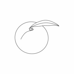 Drawing, engraving, ink, line art, linear, vector illustration peach organic food icon sketch in silhouette on a white background.
