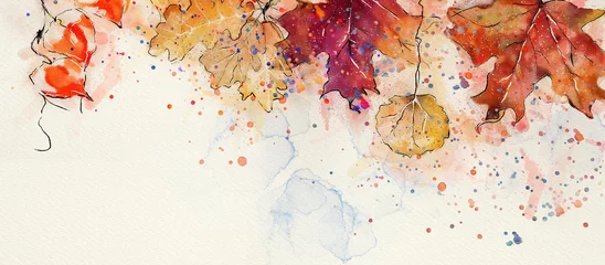 Deurstickers Autumn watercolor background. Design element. © pronoia