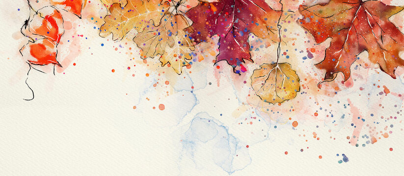 Autumn watercolor background. Design element.