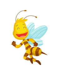 Cartoon bee insect. Character of happy fly illustration. Cute honey harvester character for kids. Smiley animal