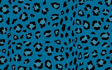 Abstract modern leopard seamless pattern. Animals trendy background. Blue and black decorative vector stock illustration for print, card, postcard, fabric, textile. Modern ornament of stylized skin