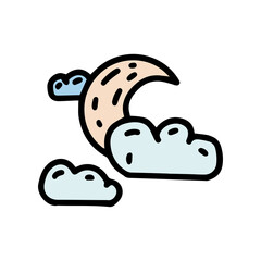moon sky color vector doodle simple icon