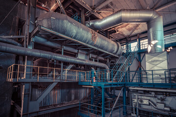 Abandoned industry area with power plant a lost place a decayed factory hall