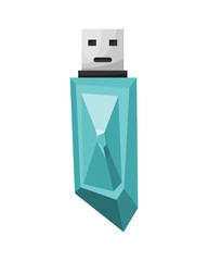 USB flash drive icon. Cartoon symbol of crystal. Colored memory stick isolated on white background in flat style