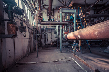 Abandoned industry area with power plant a lost place a decayed factory hall