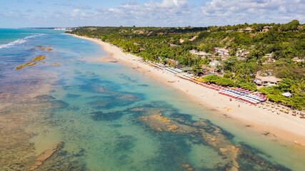 Fototapeta na wymiar Arraial D'ajuda - Aerial view of Mucugê beach - Beach in Arraial D'ajuda, Porto Seguro, Bahia