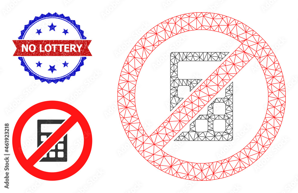 Poster net stop calculator framework icon, and bicolor unclean no lottery watermark. polygonal carcass imag