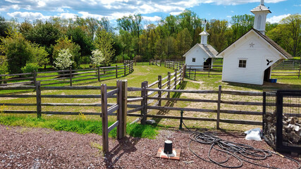 View of Beautifully Blooming Trees and Plants and Unique Structures on a Spring Day