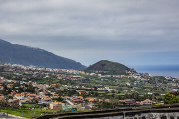 View on La Orotava - is one of most beautiful areas in northern part of Tenerife. Orotava Valley stretches from the sea up to mountains. La Orotava, Tenerife, Canary Islands, Spain.