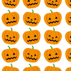 Cute Halloween pumpkin pattern on a white background