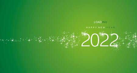 New Year 2022 greetings loading 2022 firework white green color vector