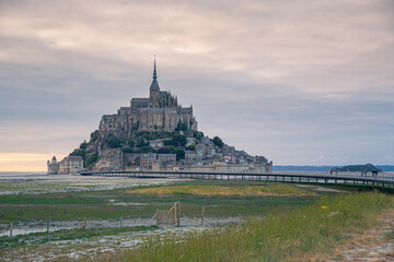 Fototapeta na wymiar Landscape of Mont Saint Michel bay, between Normandy and Brittany, France