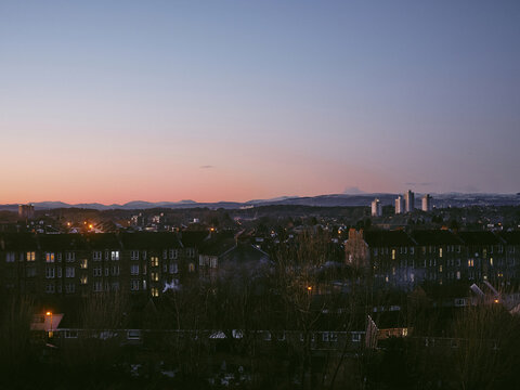 sunset over the city