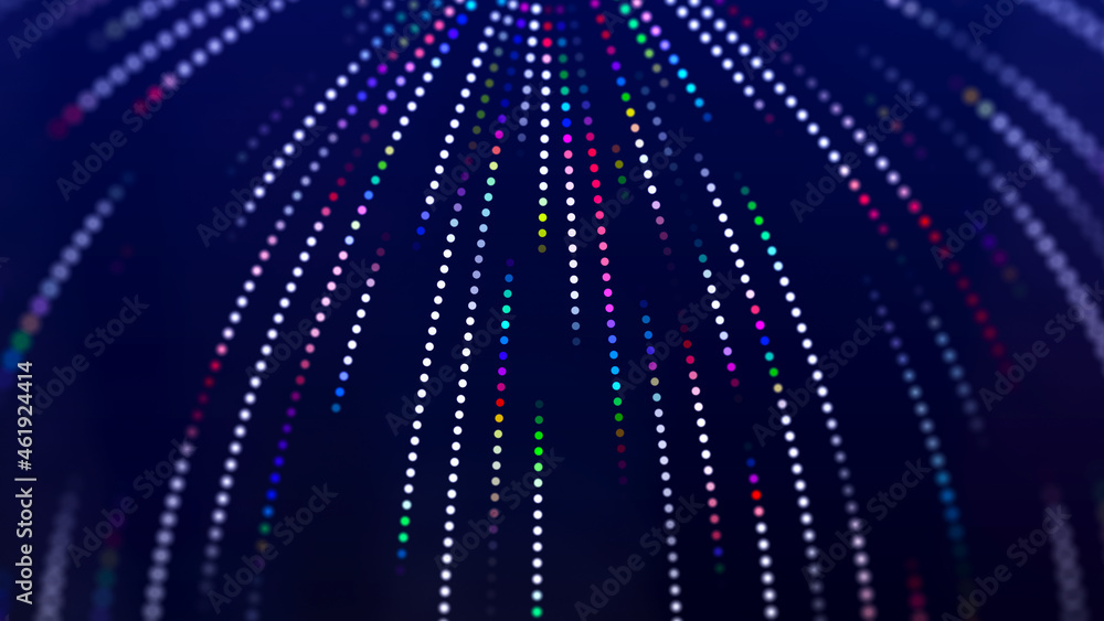 Poster digital background with movement of glowing particles. complex technologies of big data. 3d renderin