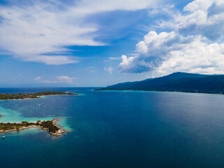 Breathtaking drone photo of the bay of Vourvourou, in Northern Greecem Halkidiki 