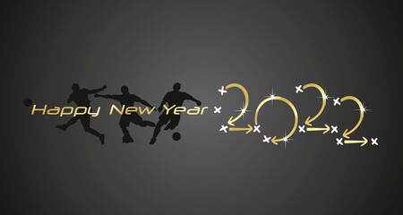 2022 Soccer Happy New Year strategy golden arrows black board background
