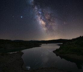 Aos lake under Milky Way
