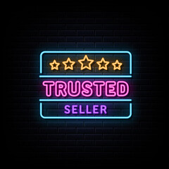 Trusted Seller neon logo text vector