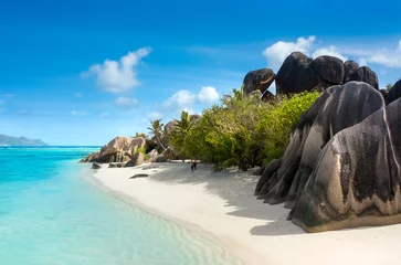 Vlies Fototapete Anse Source D'Agent, Insel La Digue, Seychellen Anse Source D& 39 Argent - der schönste Strand der Seychellen. Insel La Digue, Seychellen