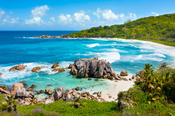 Anse Cocos - one of the most beautiful beach of Seychelles. La Digue Island, Seychelles